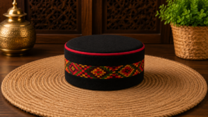Black Himachali Topi – Designer Pattern Cap