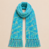 Turquoise Blue Handmade Woollen Muffler – Textured Winter Scarf for Men & Women