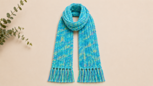Turquoise Blue Handmade Woollen Muffler – Textured Winter Scarf for Men & Women