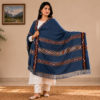 Kullu Style Woollen Shawl for Women – Navy Blue Traditional Pahadi Design