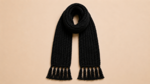 Himachali Handmade Black Muffler – Traditional Pahadi Woollen Scarf for Men & Women