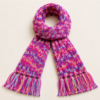 Handmade Multicolour Woollen Muffler for Women – Pink & Purple Knitted Winter Scarf