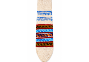 Himachali hand knitted wool socks with blue and multicolour traditional pattern