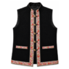 Himachali Waistcoat for Girls – Black Traditional Bundi with Floral Border