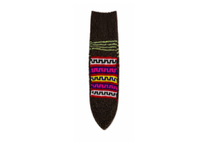 Kullu style wool socks with green and multicolour traditional pattern