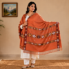 Kullu Traditional Shawl for Women – Handmade Pahadi Orange Ethnic Shawl