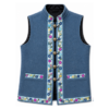 Pahadi Waistcoat for Girls – Blue Traditional Bundi with Floral Floral Border
