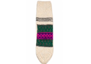 Pahadi Wool Socks – Green & Pink Traditional Design