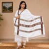 Himachali Handmade Shawl for Women – White Pahadi Traditional Shawl with Woven Border